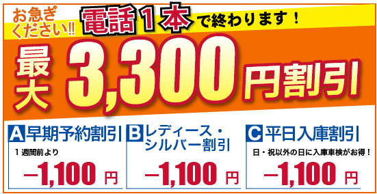 グット車検コース　最大12,000円割引！